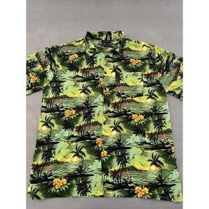 Vintage Pacific & Co Mens Large Hawaiian Pattern Button Down Casual Shirt
